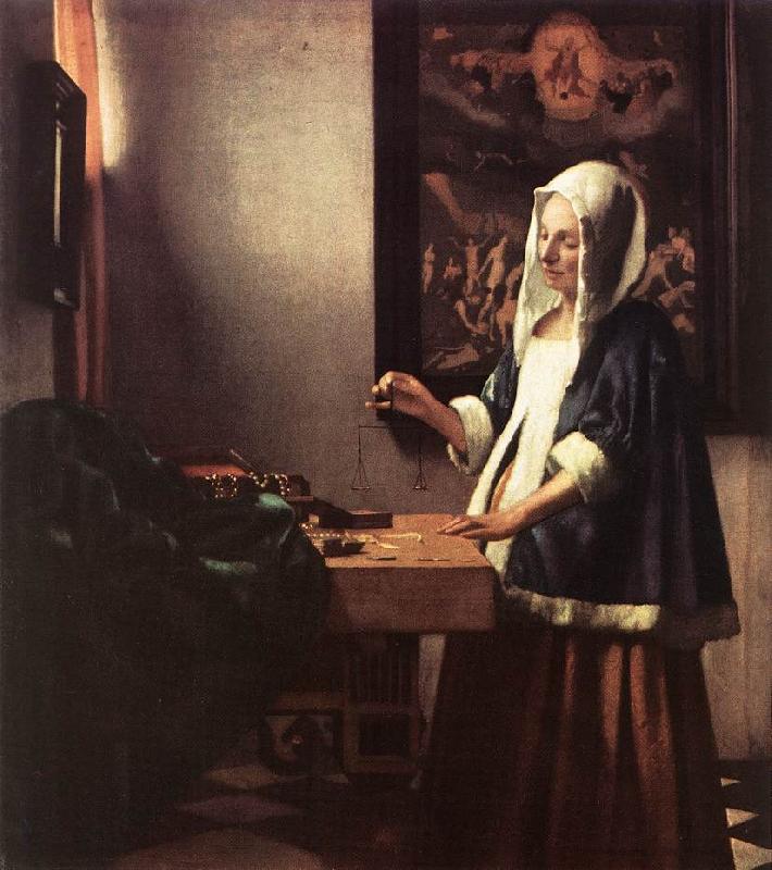 Jan Vermeer Woman Holding a Balance oil painting picture